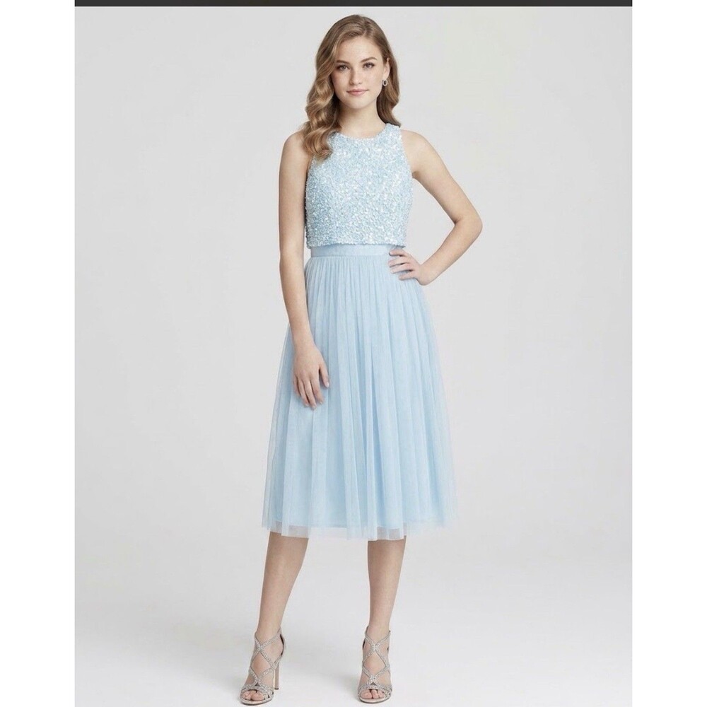 Aqua Dresses Faux Two-Piece Sequined Bodice Midi Size 2 sleeveless Sparkling New